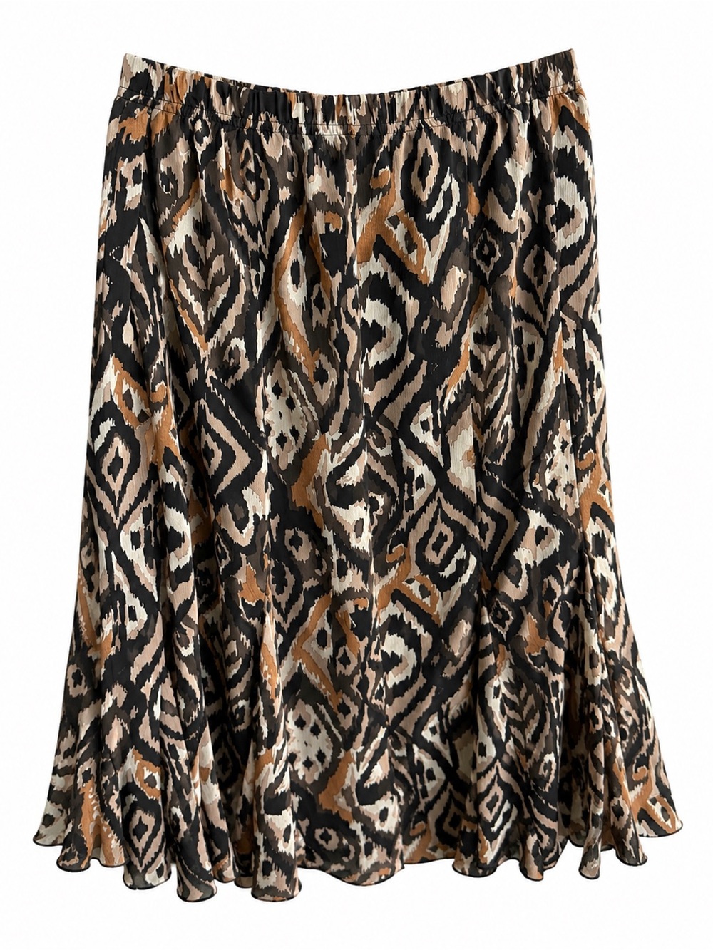 Reitmans Plus Boho Ikat Print Chiffon Elastic Waist Lined Skirt Size 14